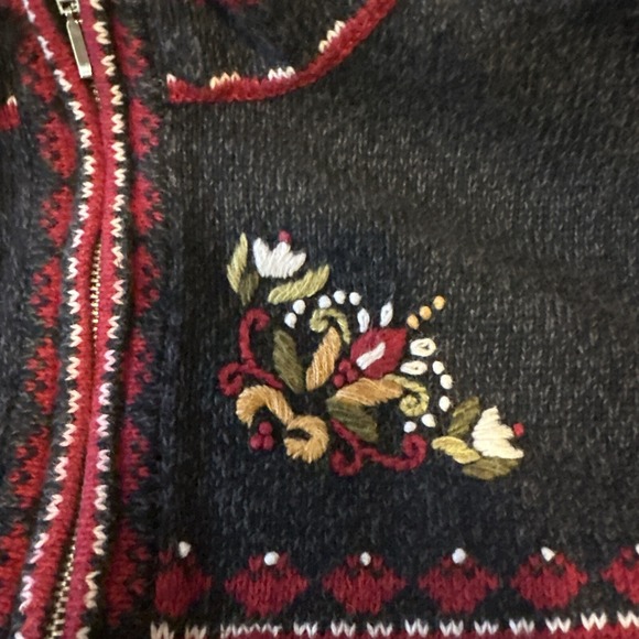 1/4 Zip Erika Size Med Women Ramie Cotton‎ Blend Sweater Black White Red Nordic - Picture 4 of 8